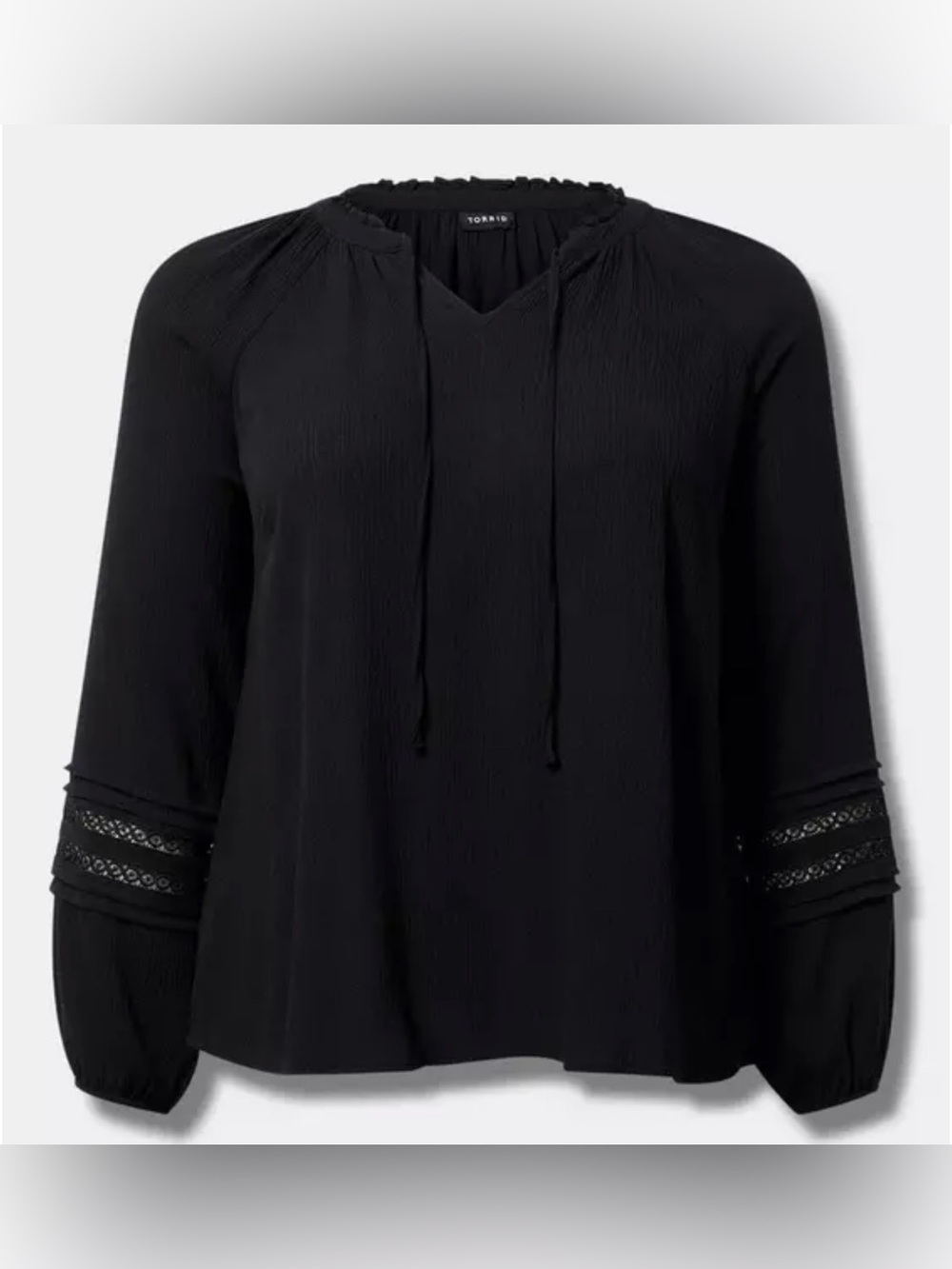Torrid Black Tie-Neck Peasant Tunic Size 3X
